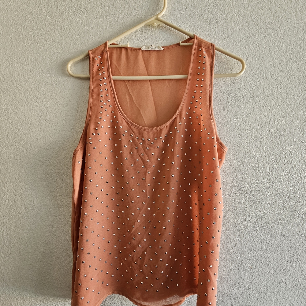 Iris Studded Peach Tank Top